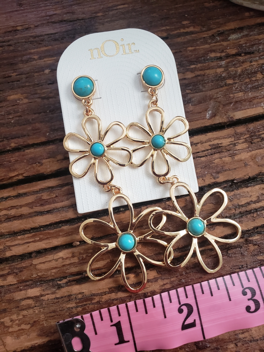 nOir Jewelry Gold-Tone Turquoise Flower Drop Earrings - Picture 5 of 5